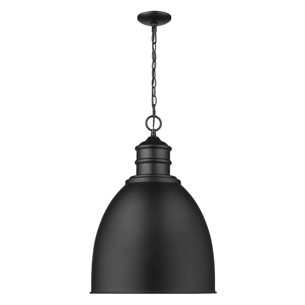 Lámpara colgante Colby de una luz en negro mate con pantalla interior en blanco brillante
