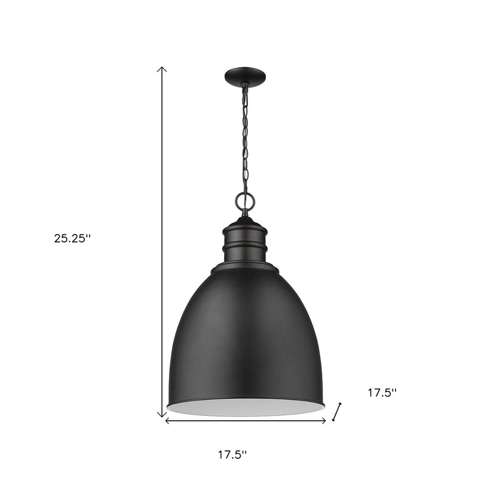 Lámpara colgante Colby de una luz en negro mate con pantalla interior en blanco brillante