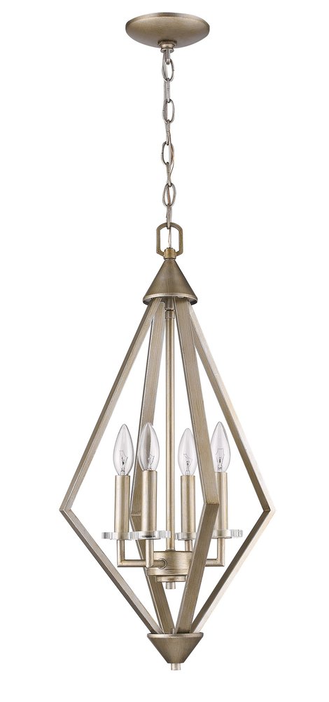 Lámpara colgante Easton de 4 luces en oro lavado con cristales