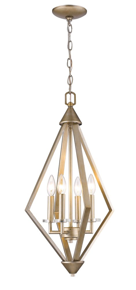 Lámpara colgante Easton de 4 luces en oro lavado con cristales