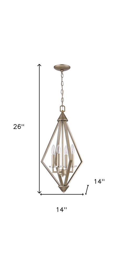 Lámpara colgante Easton de 4 luces en oro lavado con cristales