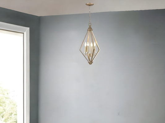 Lámpara colgante Easton de 4 luces en oro lavado con cristales