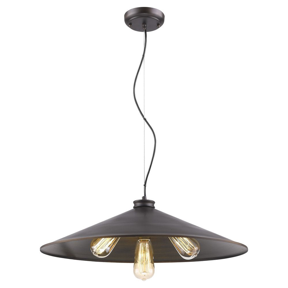 Lámpara colgante Alcove de 4 luces en bronce aceitado con pantalla interior de latón crudo
