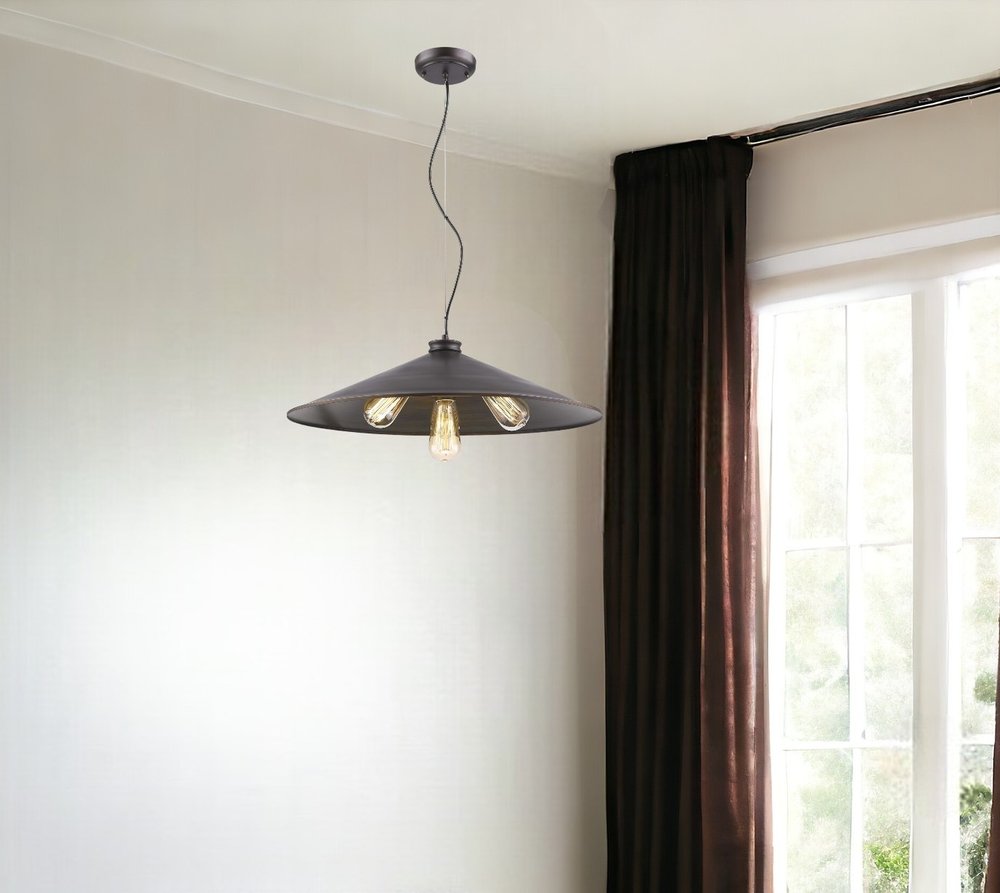 Lámpara colgante Alcove de 4 luces en bronce aceitado con pantalla interior de latón crudo