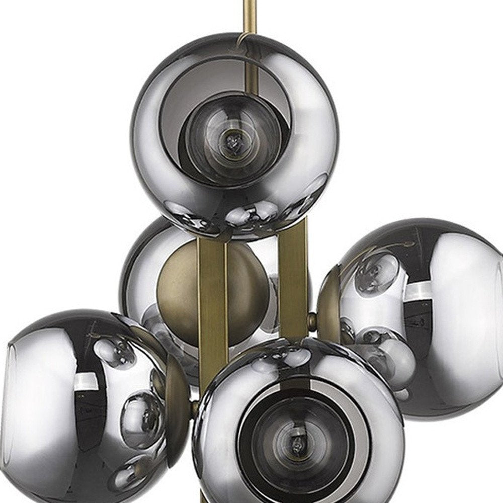 Lámpara colgante Lunette de latón envejecido de 6 luces