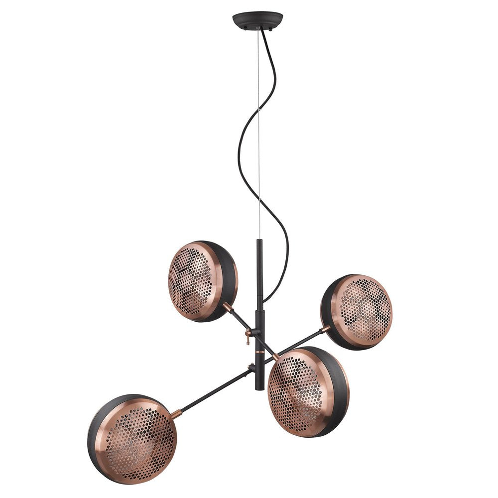 Lámpara colgante Tholos de 4 luces en negro mate