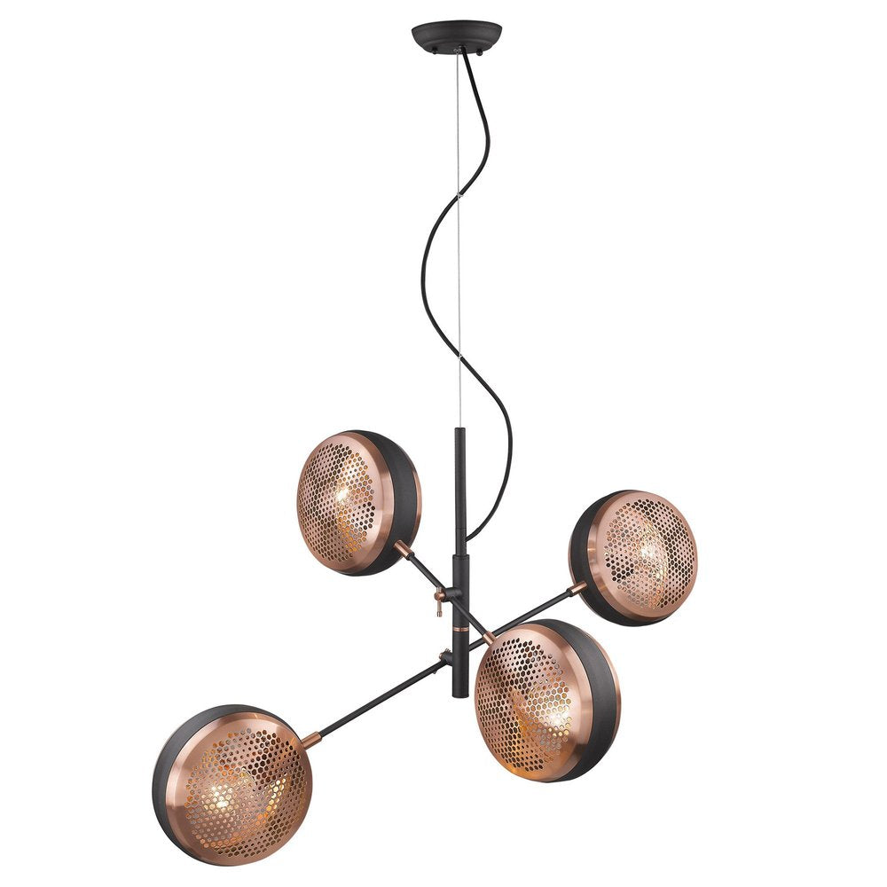 Lámpara colgante Tholos de 4 luces en negro mate