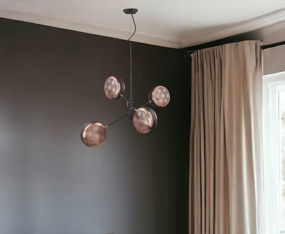 Lámpara colgante Tholos de 4 luces en negro mate