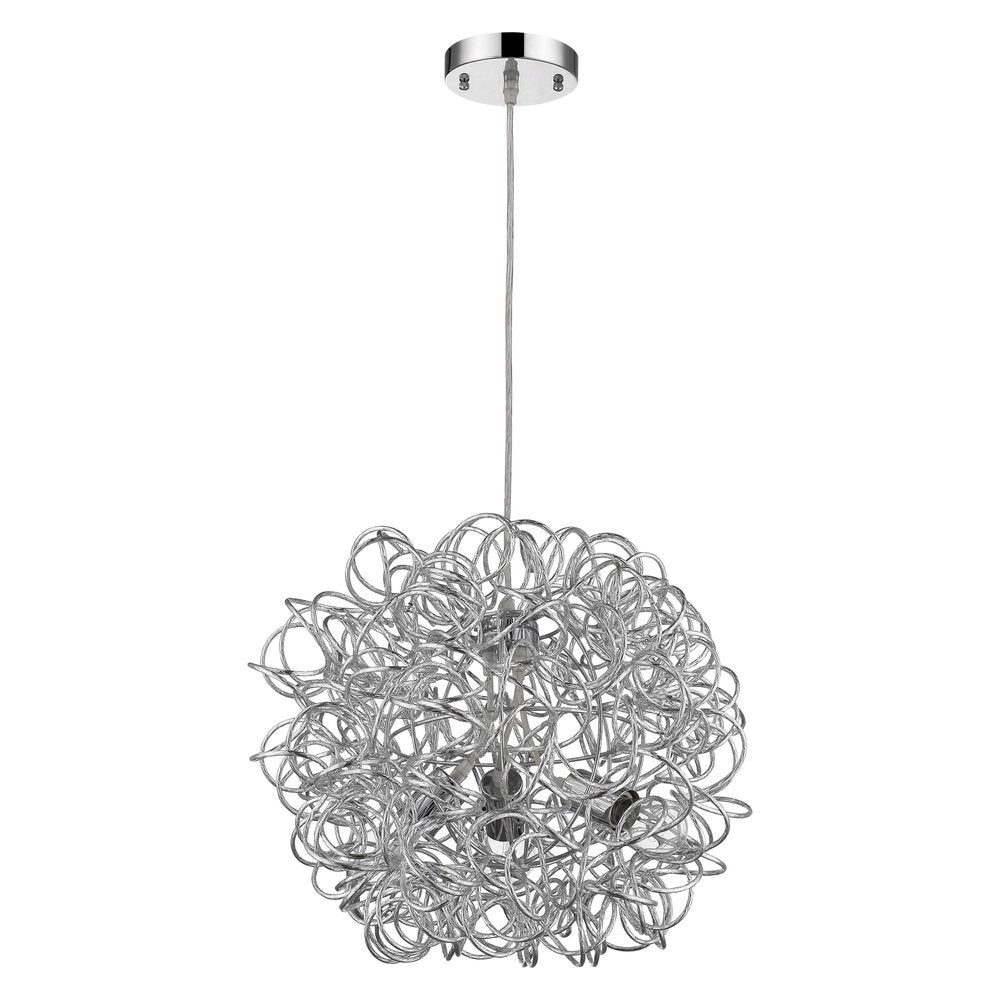 Lámpara colgante Mingle de 3 luces en cromo pulido con pantalla de alambre de aluminio cromado facetado