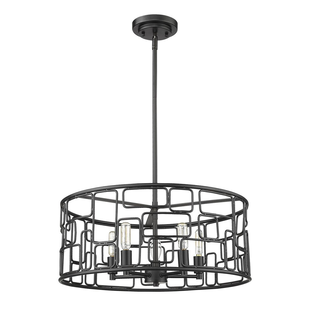 Lámpara colgante convertible Amoret de 5 luces en negro mate