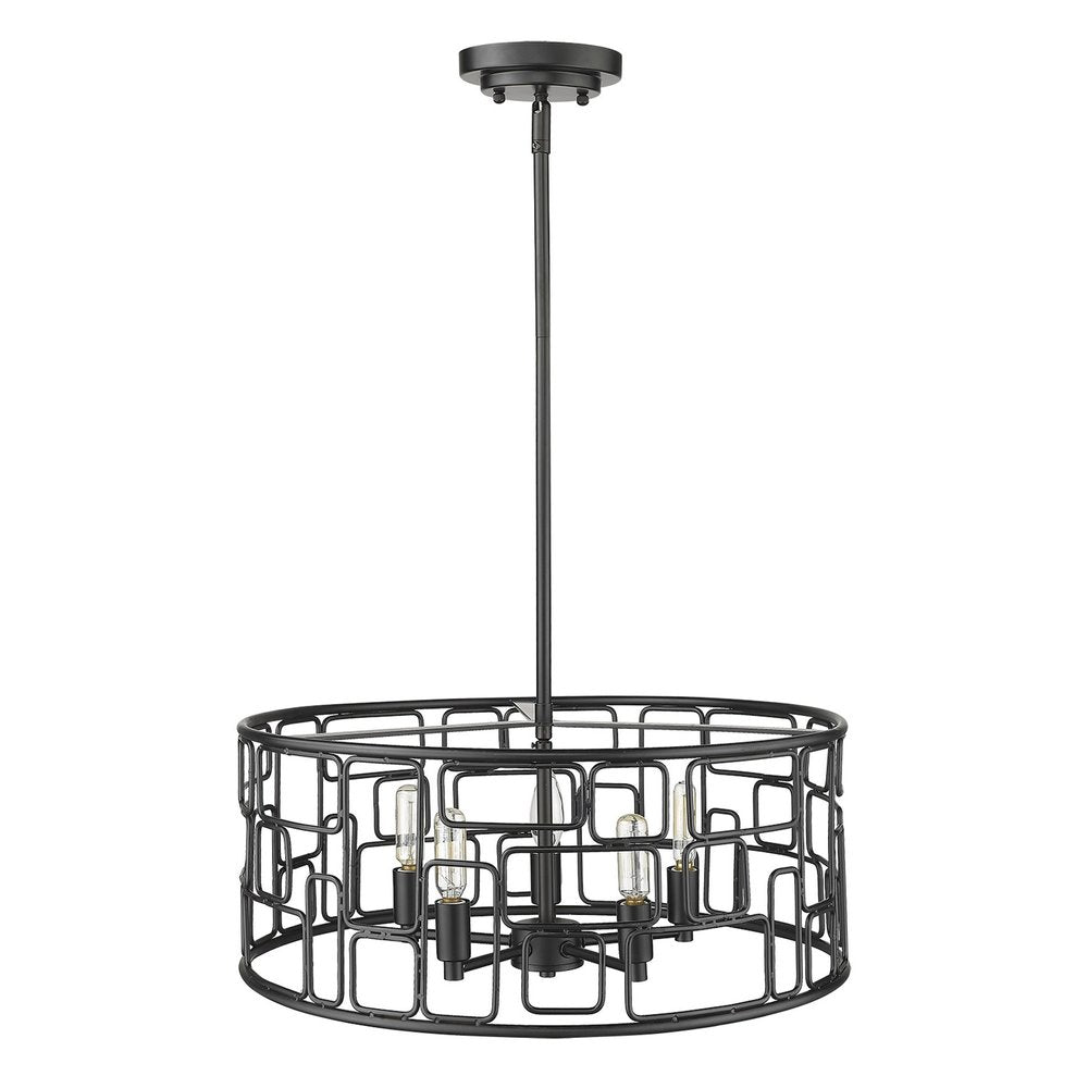 Lámpara colgante convertible Amoret de 5 luces en negro mate