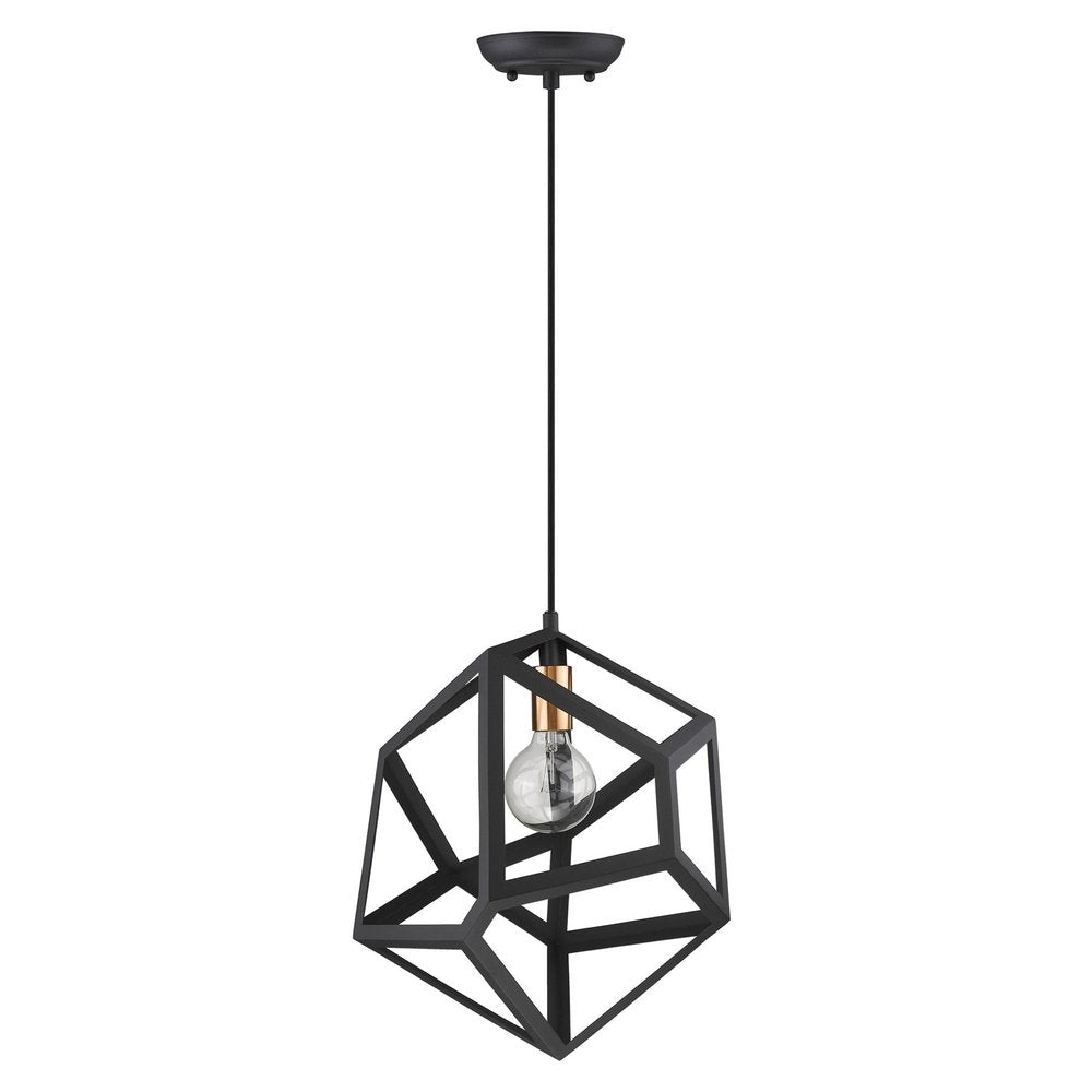 Lámpara colgante Hedron de 1 luz en negro mate
