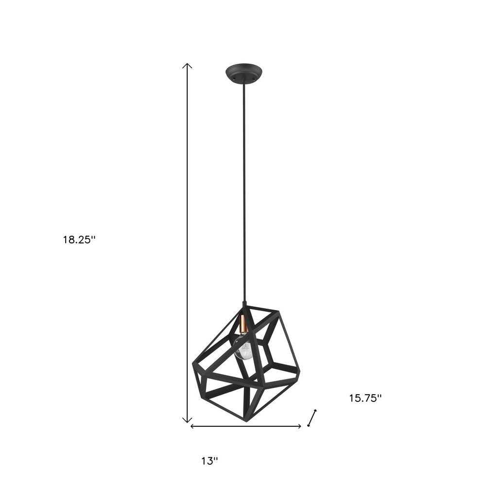 Lámpara colgante Hedron de 1 luz en negro mate