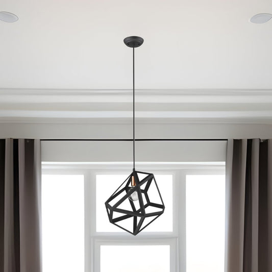 Lámpara colgante Hedron de 1 luz en negro mate