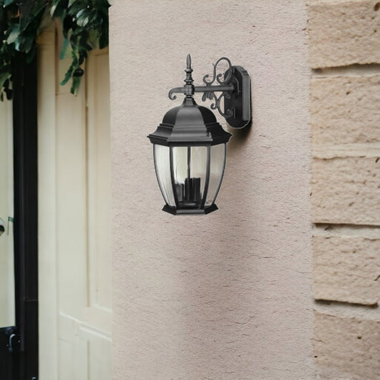 Lámpara de pared colgante ancha de tres luces en negro mate