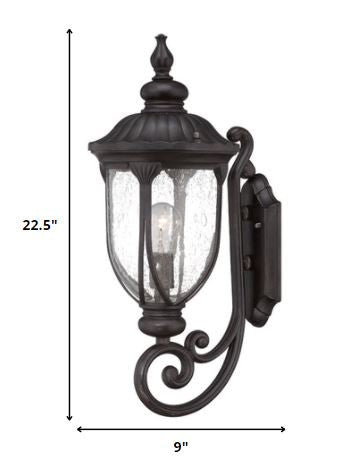 Lámpara de pared tipo farol XL de aluminio fundido y vidrio color negro