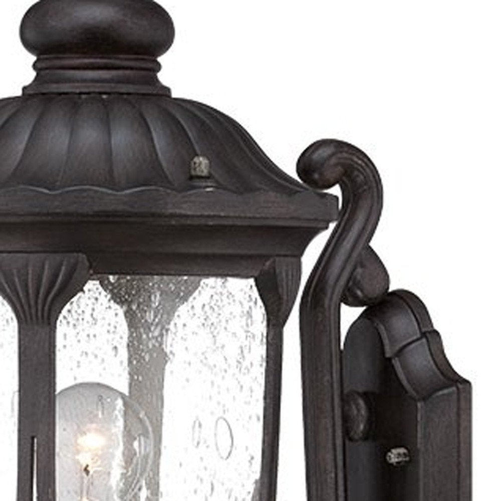 Lámpara de pared tipo farol XL de aluminio fundido y vidrio color negro