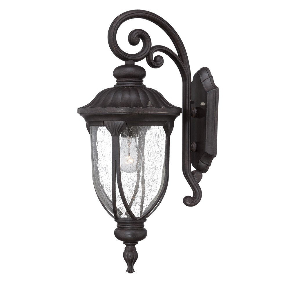 Aplique de pared con farol de cristal y aluminio fundido negro XL