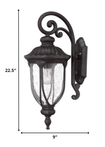 Aplique de pared con farol de cristal y aluminio fundido negro XL