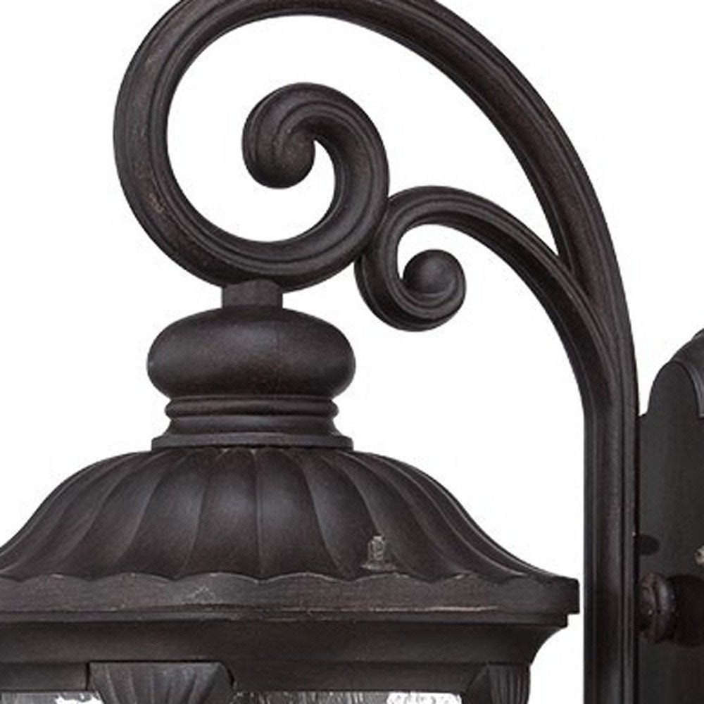 Aplique de pared con farol de cristal y aluminio fundido negro XL