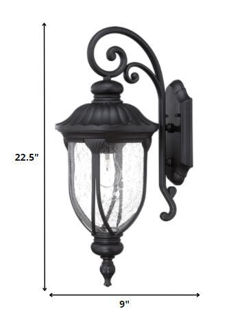 Aplique de pared con farol de aluminio fundido de vidrio negro mate XL