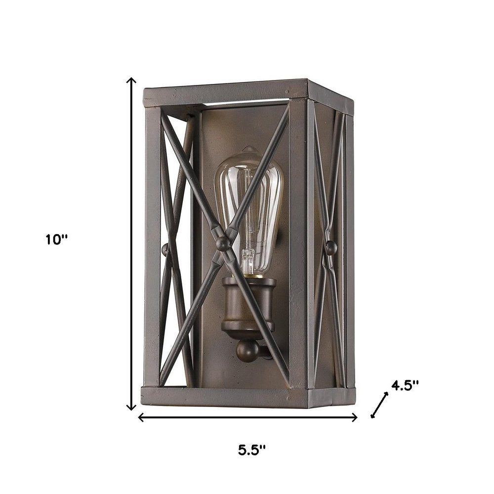 Lámpara de pared geométrica de metal de bronce antiguo