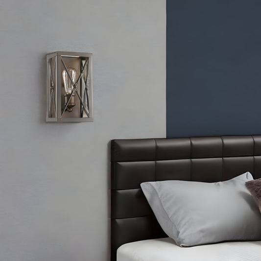 Lámpara de pared geométrica de metal de bronce antiguo
