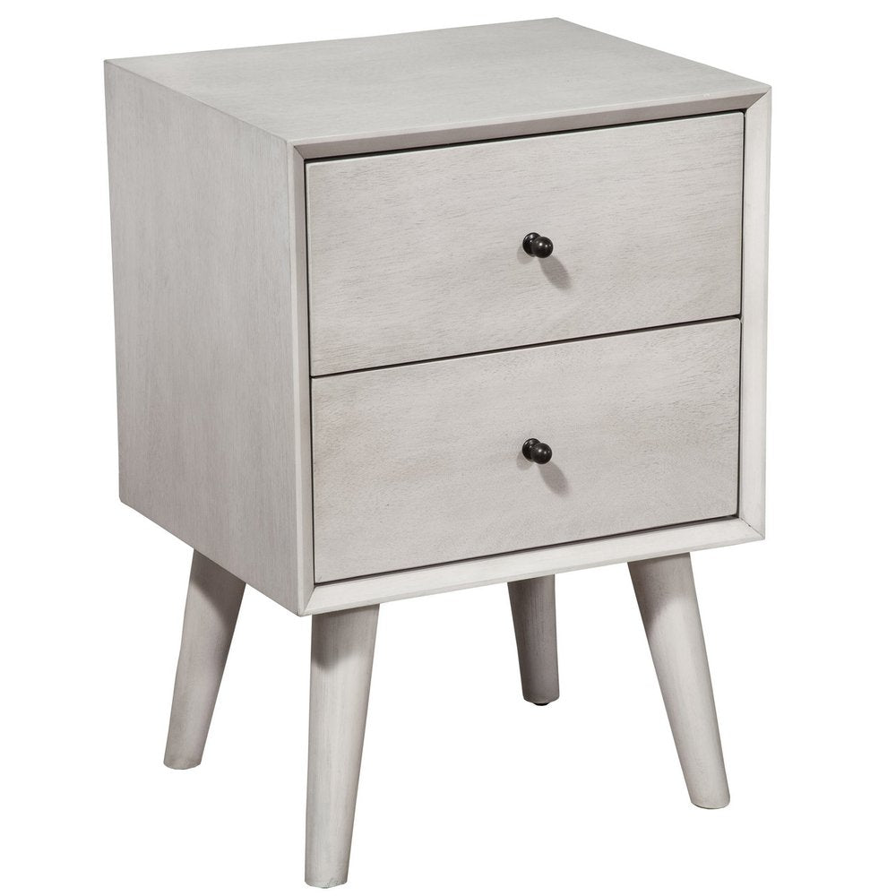 Mesita de noche moderna de madera con dos cajones de Gray Century