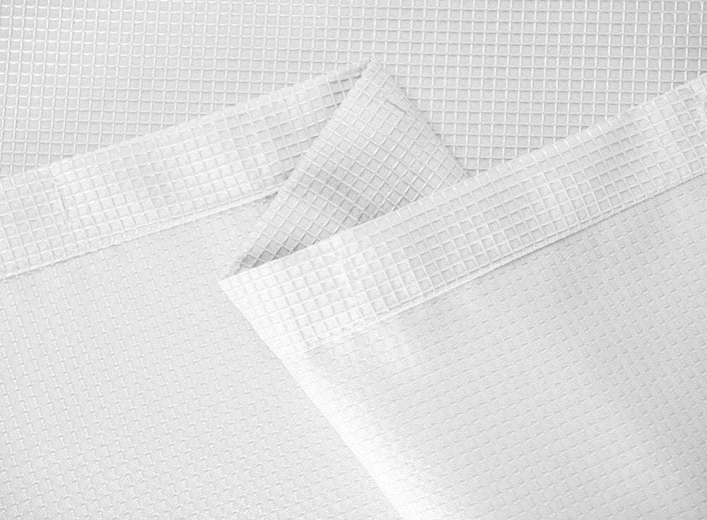 Cortina de ducha de lujo con tejido gofre blanco