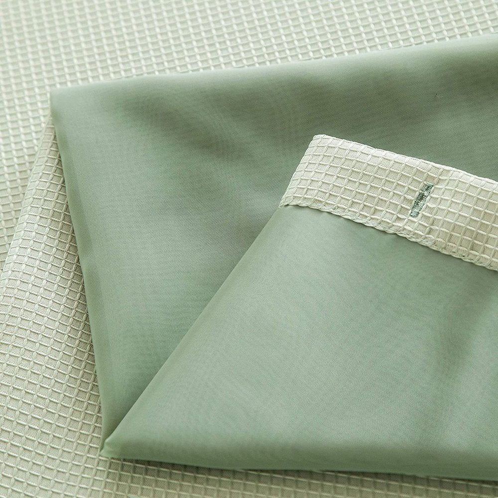 Juego de cortina y forro de ducha con diseño moderno de rejilla verde salvia