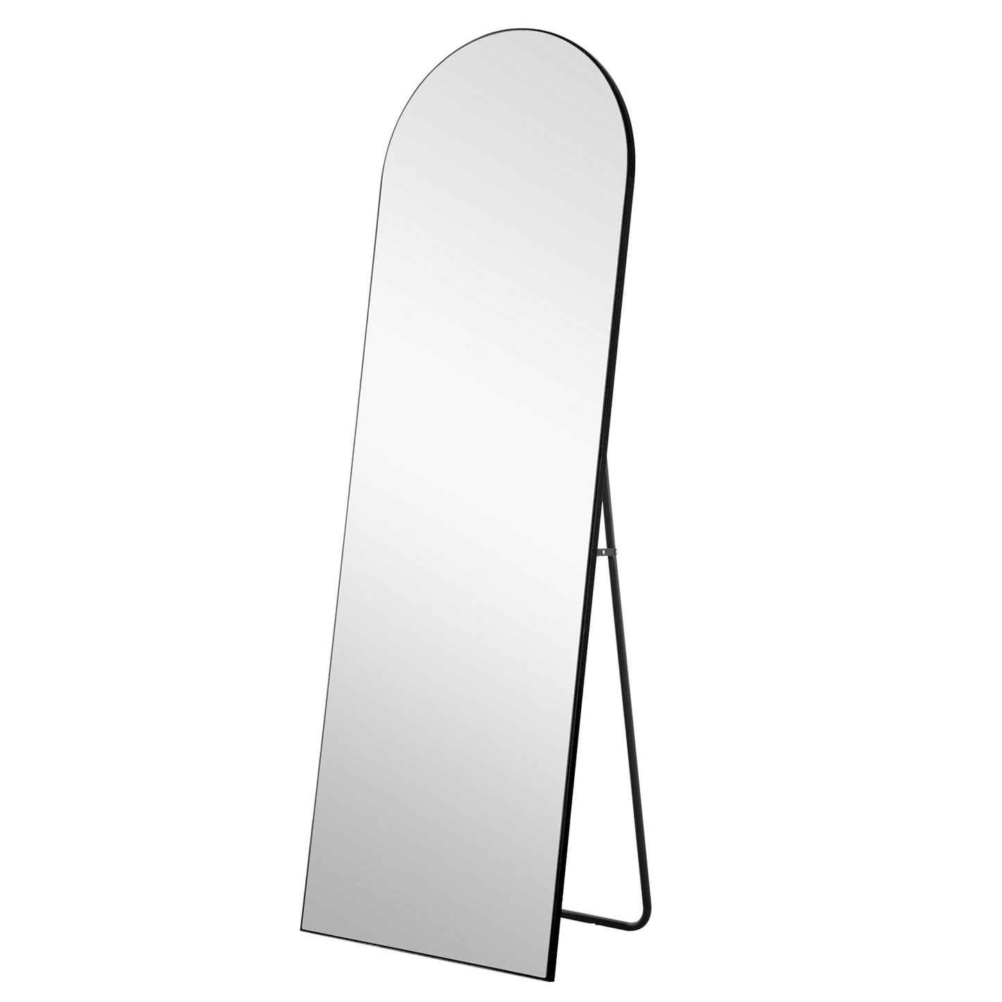 59" Black Wood Arch Freestanding and Wall Mount Accent Mirror