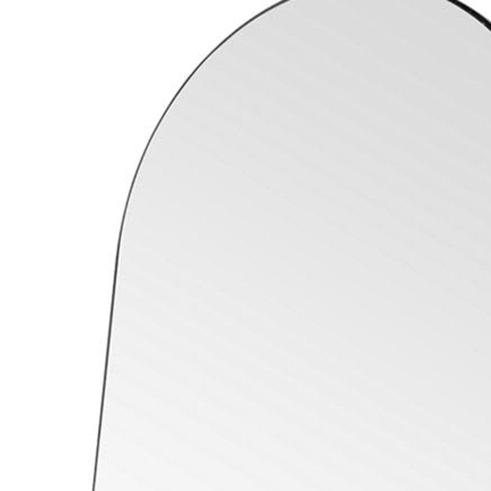 59" Black Wood Arch Freestanding and Wall Mount Accent Mirror