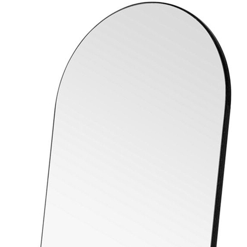 59" Black Wood Arch Freestanding and Wall Mount Accent Mirror