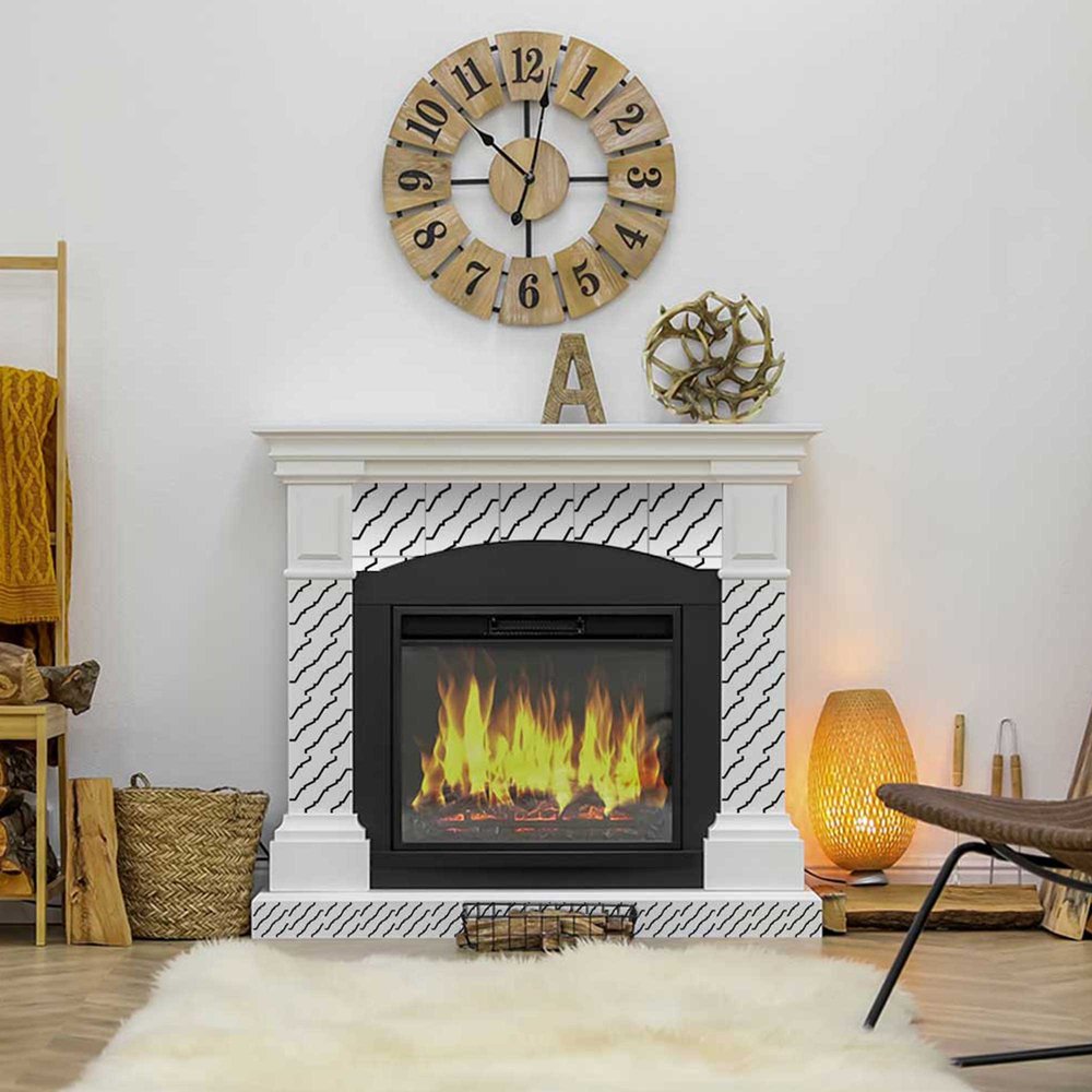 8" X 8" Black and White XL Prism Peel and Stick Removable Tiles