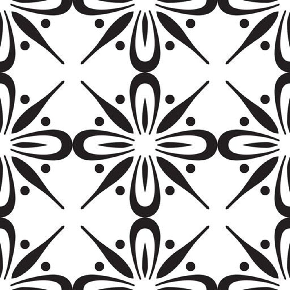 8" X 8" Black and White Quattra Peel and Stick Removable Tiles