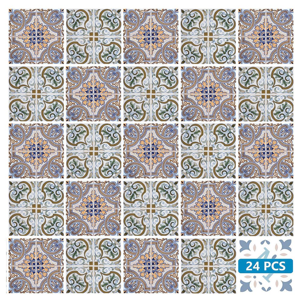 8" X 8" Blue Mia Peel And Stick Removable Tiles