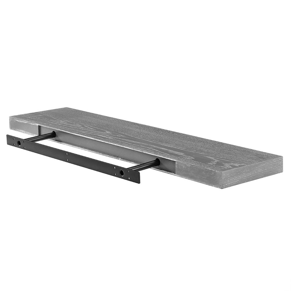 Estante flotante de madera blanqueada en gris oscuro de 43"