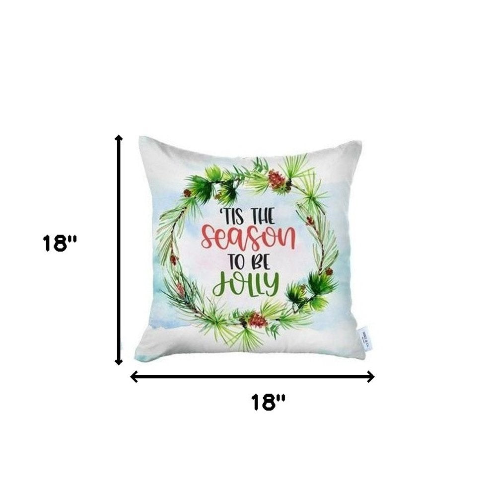 Set of Four Green Christmas Christmas Tree Fabric Throw Pillow Covers