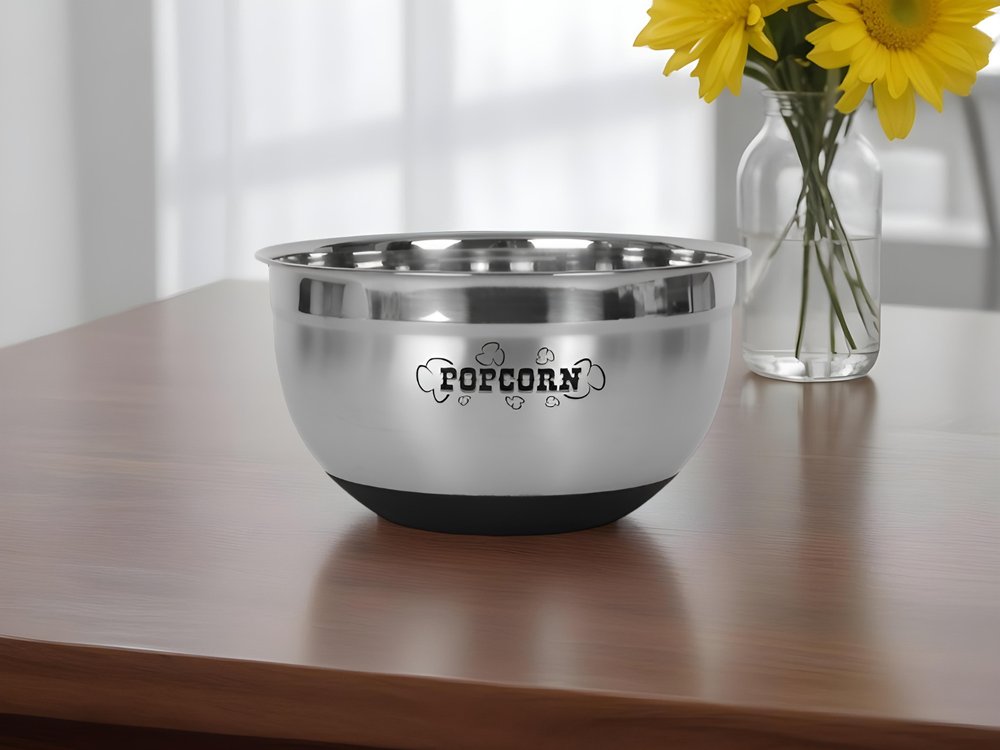 Elegante recipiente de acero inoxidable para servir palomitas de maíz