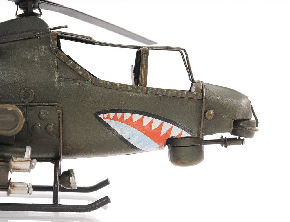 Escultura de mesa de avión modelo de metal verde de 5" pintada a mano