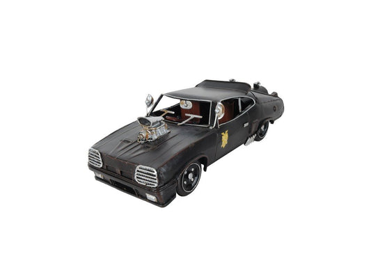 Escultura de mesa de coche a escala de 4" en metal gris pintado a mano