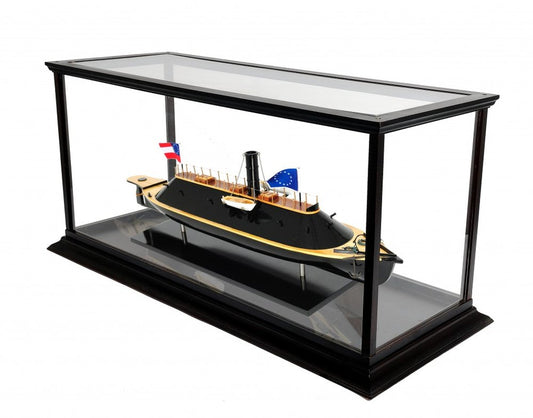 Maqueta de barco CSS Virginia de 16" de madera maciza pintada a mano, color marrón y negro