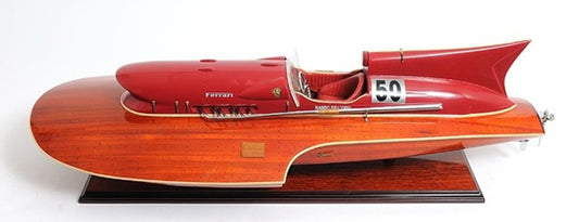 Hidroavión Ferrari de madera maciza de 10" pintado a mano, modelo grande de barco