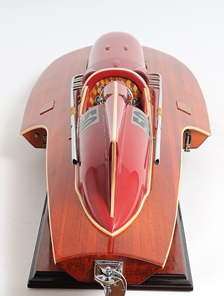 10" Solid Wood Hand Painted Ferrari Hydroplane Large Model Boat