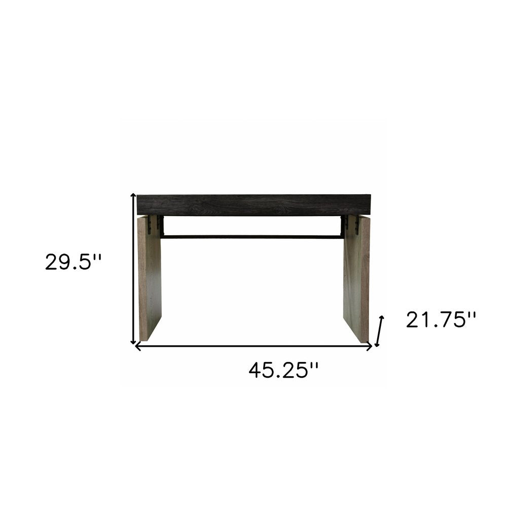 45" Black and Brown Writing Desk