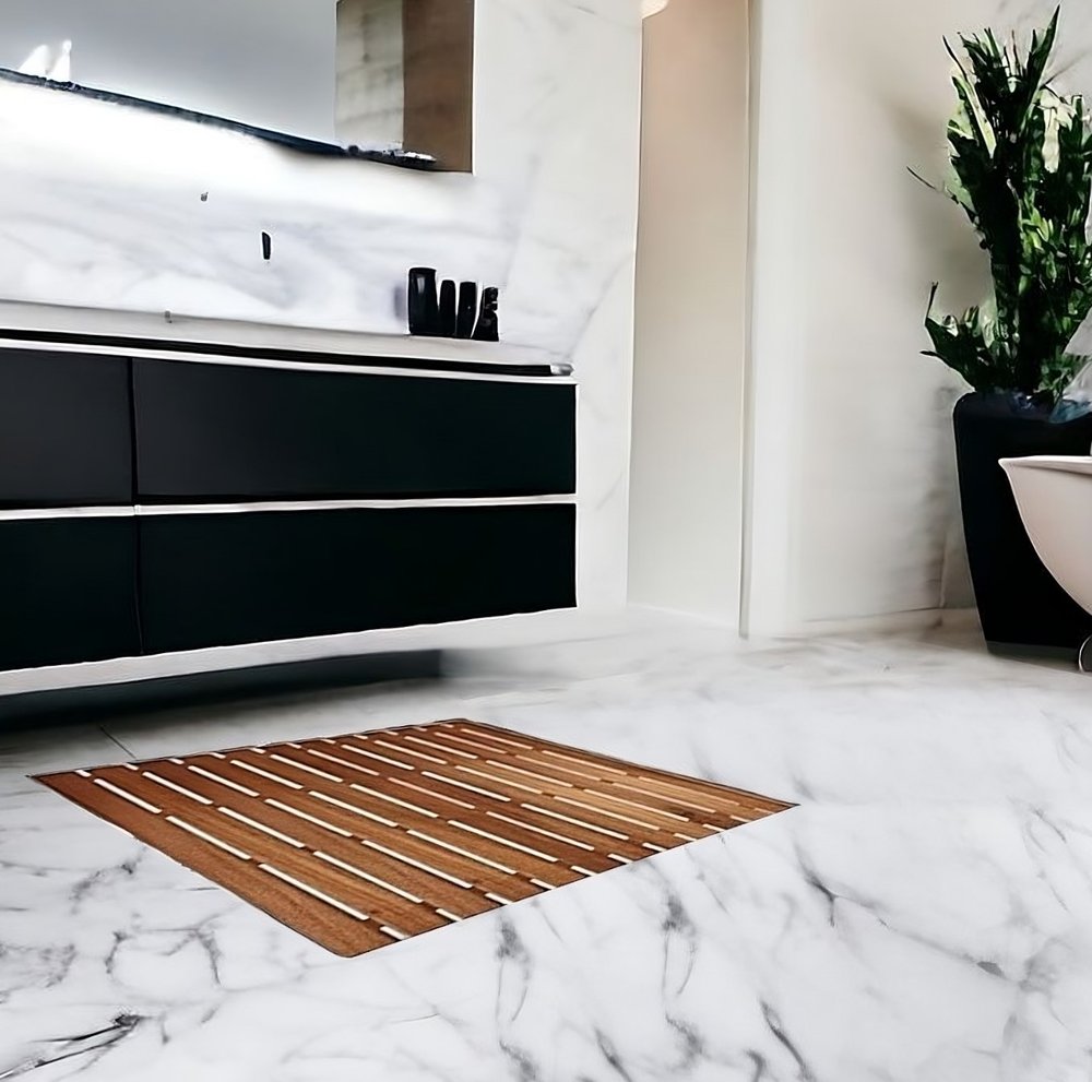 Alfombra de baño de teca premium de 25"