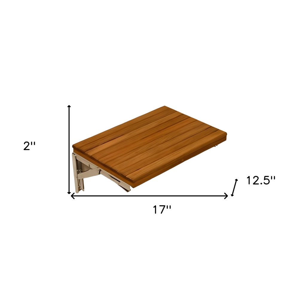 Banco de ducha de teca premium de 17" para montaje en pared
