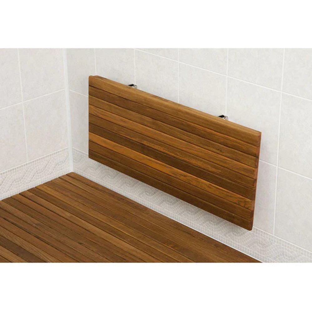 Banco de ducha de teca premium marrón de 30" para montaje en pared