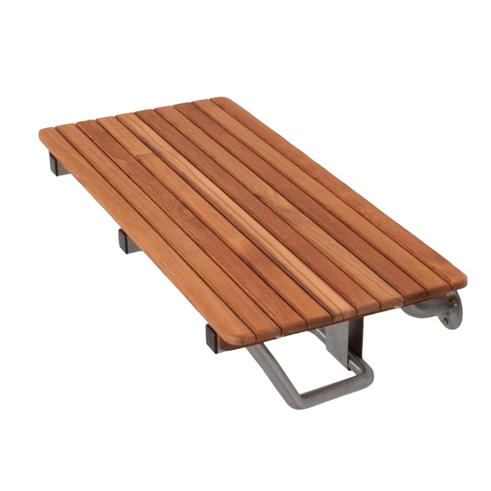 Banco de ducha de teca premium marrón de 28" para montaje en pared