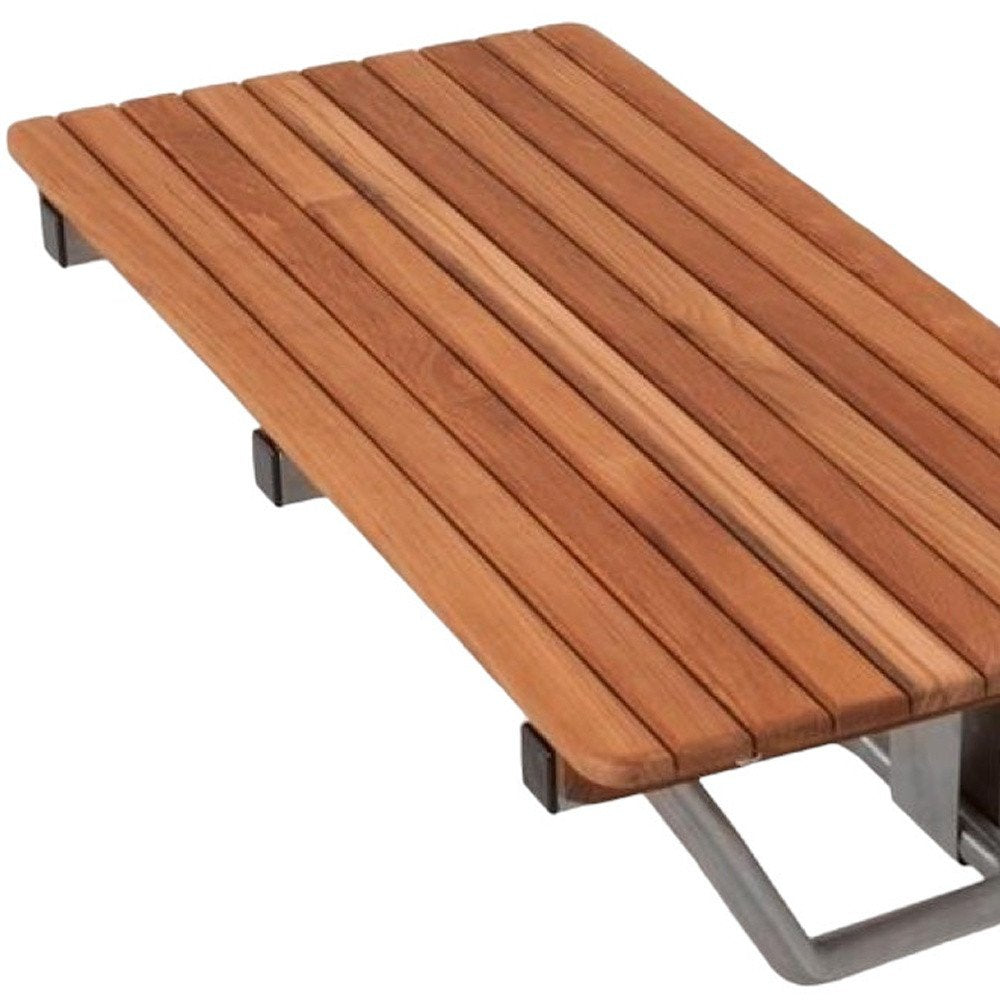 Banco de ducha de teca premium marrón de 28" para montaje en pared